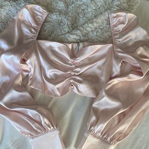 NWOT Pink Puff Balloon Sleeve Top